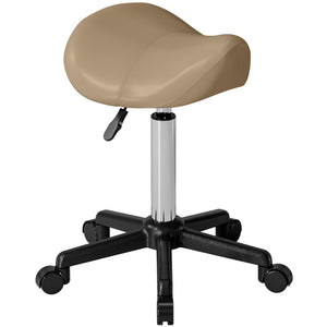 Saddle Stool, Adjustable Rolling Stool, White