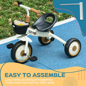 Qaba Tricycle for Toddler 2-5 Year Old Girls and Boys, Toddler Bike with Adjustable Seat, Basket, Bell