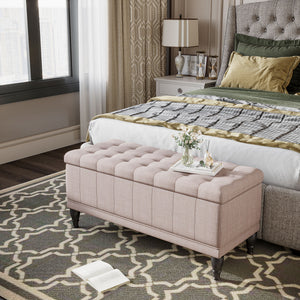 Storage Ottoman, Linen Fabric End of Bed Bench with Soft Close Lid – view 11