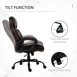 PU Leather Executive Office Chair with High Back, Adjustable Height and Swivel Wheels, 400LBS Capacity – view 5
