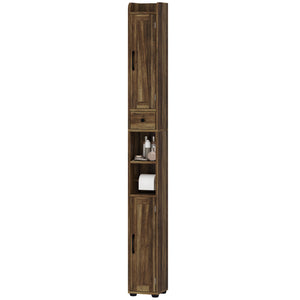 Narrow Bathroom Cabinet, Tall Bathroom Storage Cabinet with Barn Doors, Drawer and Adjustable Shelves