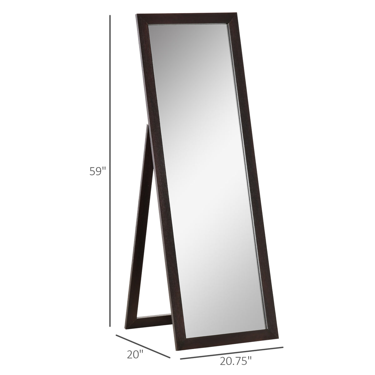 58" x 20" Full Length Mirror with Frame, Floor Standing Mirror, Rectangular Full Body Mirror for Bedroom – view 2