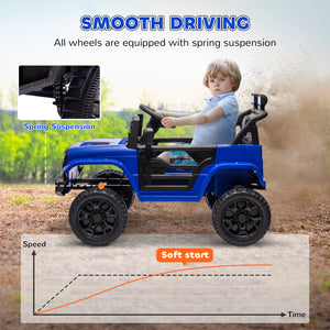 Qaba 12V Ride on Truck, Electric Car for Kids with Remote Control, Suspension, 3 Speeds, USB Music Headlights