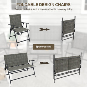 Outdoor 4 Pieces Patio Furniture Set, Garden Set with Two Foldable Armchairs, a Loveseat & Glass Top Table – view 4