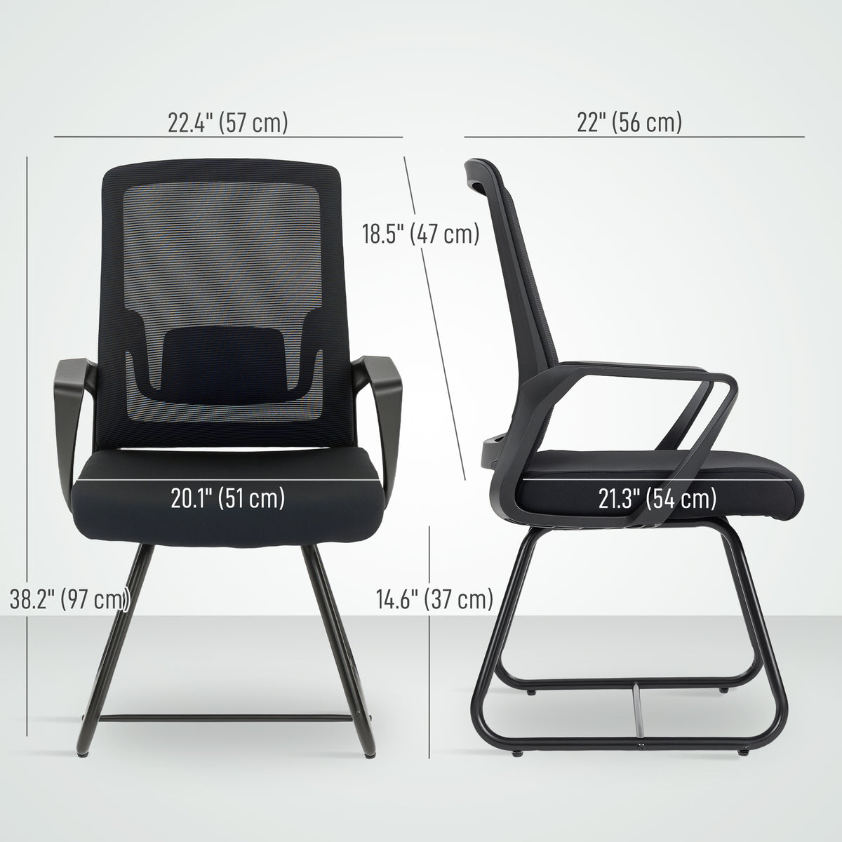 Desk Chair, Desk Chair No Wheels with Mesh Back, Lumbar Support, Metal Base for Reception, Conference