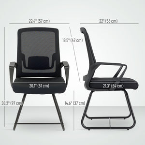 Desk Chair, Desk Chair No Wheels with Mesh Back, Lumbar Support, Metal Base for Reception, Conference