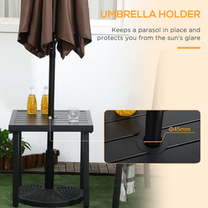 Outdoor Side Table, Patio End Table with Umbrella Hole, Small Coffee Table with Steel Frame for Balcony – view 3