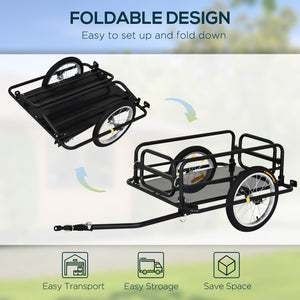 Aosom Folding Bicycle Cargo Trailer Utility Bike Cart Travel Luggage Carrier Garden Patio Tool New, Black