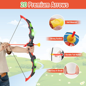 Youth Archery Bow Set with LED Light Up Bow and 20 Suction Cup Arrows for Kids view 7