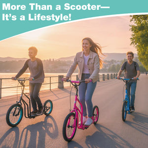 Youth Scooter with Adjustable Handlebar and 16/14-Inch Inflatable Wheels for Age 8+ Years Old-Black view 7