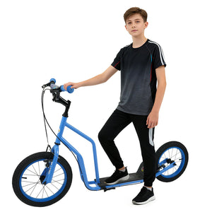 Youth Scooter with Adjustable Handlebar and 16/14-Inch Inflatable Wheels for Age 8+ Years Old-Blue view 3