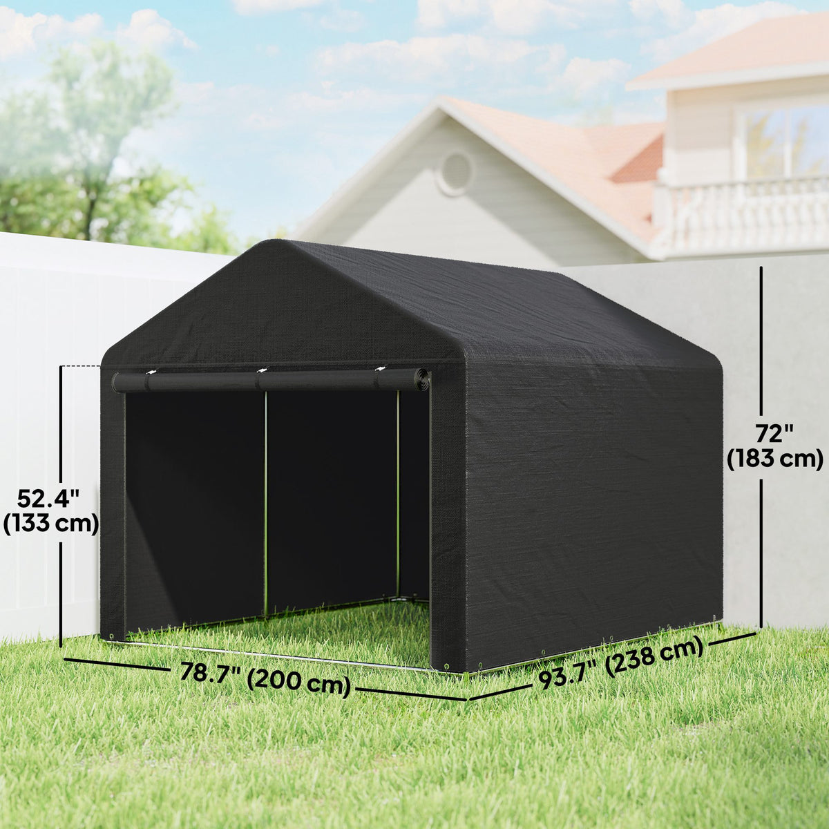 6.6' x 7.8' Portable Shed, Waterproof Bike Tent with Roll-up Zipper Door and Reinforced Galvanised Steel – view 2