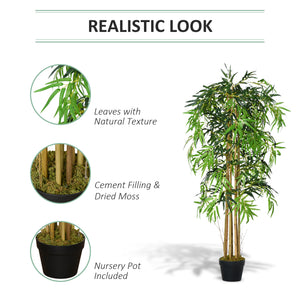 Set of 2 5FT Artificial Tree Bamboo Tree Fake Plants in Pot for Home Office Living Room Decor, Green