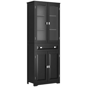 63" 4-Door Kitchen Pantry Cabinet, Freestanding Storage Cabinet Cupboard with Adjustable Shelves, Black