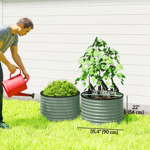 Set of 2 Raised Garden Bed, Metal Planter Box with Safety Edging, Easy-to-assemble Stock Tank, Dark Grey – view 23