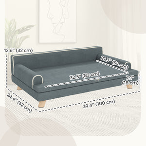 Elevated Dog Sofa Bed, Cat Couch with Cushion, Washable Cover, Wooden Legs, for Medium & Large Dogs – view 2