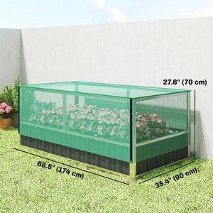 Raised Garden Bed, 5.7 x 3 x 2.3ft Steel Planter Box Outdoor with Cover, Gloves, Dark Grey – view 2