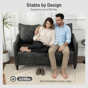 55" Loveseat Sofa, Small 2 Seater Couch with Solid Wood Legs – view 11