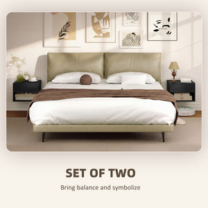 Floating Nightstand Set of 2, Wall Mounted Bedside Table with Drawer for Bedroom Black – view 3