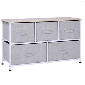 Linen Drawer Cabinet Organizer Storage Dresser Tower with 5 Removable Drawer Metal Frame Adjustable Feet