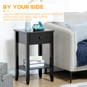 Side Table Set of 2, End Tables with Drawer and Bottom Shelf, 2-tier Nightstand for Bedroom, Living Room – view 4