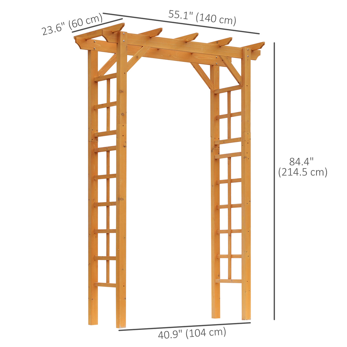85" Wooden Outdoor Garden Arbour, Garden Arch Trellis for Climbing Vines for Wedding and Ceremony -