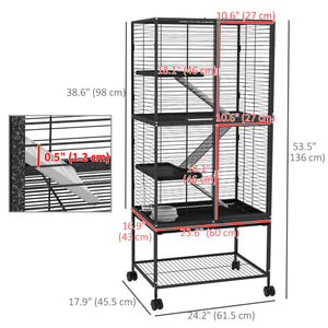 Rolling Small Animal Cage 34"H Chinchilla Cage for Ferrets, Squirrels w/ Removable Tray, Storage Shelf – view 16