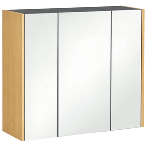 Wall Mounted Medicine Cabinet with Mirror Wall Mirror Cabinet with 3 Doors and Adjustable Storage Shelves Gray