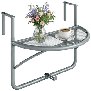 Adjustable Balcony Hanging Railing Table, Metal Mounting Mini Wall Desk Storage Rack