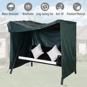 Outdoor Swing Cover, Large 3-Seat Patio Swing Chair Hammock Cover UV Resistant Windproof All Weather Protection, Green