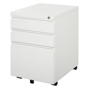 3 Drawer Filing Cabinet, Lockable Office Storage Cabinet on Wheels for Legal, Letter, A4 Files, Black – view 8