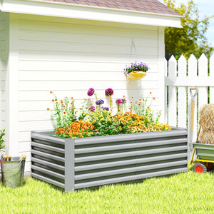 6' x 3' x 2' Raised Garden Bed, Galvanized Planter Box for Growing Flowers, Herbs and Vegetables, Brown – view 28