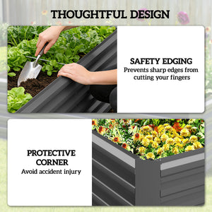 6' x 3' x 2' Raised Garden Bed, Galvanized Planter Box for Growing Flowers, Herbs and Vegetables, Brown – view 13