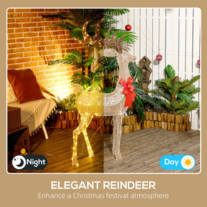 Light Up Reindeer Yard Decoration, Lighted Deer Christmas Decoration with LED Lights for Indoor, Outdoor, Lawn, Gold