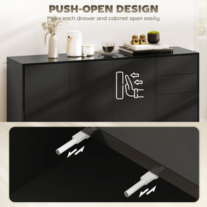 Kitchen Sideboard Storage Cabinet, Modern Coffee Bar with Push-Open Design and 2 Drawers for Living Room – view 15