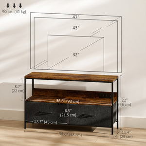 TV Stand with Charging Station, TV Table with 2 Foldable Linen Drawers and Open Shelf for 47 Inch – view 37