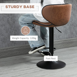 Vintage Set of 2 Microfiber Cloth Adjustable Bar Height Stools with Swivel Seat, Brown