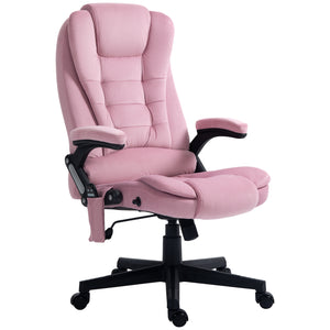Reclining Massage Office Chair, Executive Office Chair with High Back, Swivel Wheels, Pink