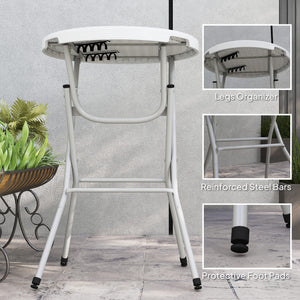 31.5" Bar Height Patio Table, Outdoor Bar Folding Table with HDPE Top, Locking Steel Legs for Party, Camping, White
