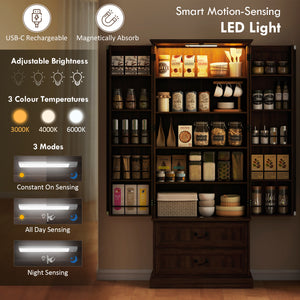 72" LED Kitchen Pantry Cabinet, Buffet Storage Cabinet with 10 Door Shelves – view 10