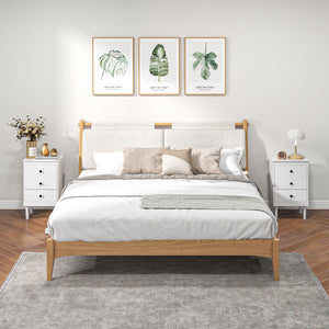 Set of Two Three-Drawer Modern Bedside Tables for Bedroom, White
