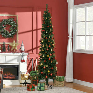 7.5ft Pencil Christmas Tree, Artificial Christmas with Pine Needles, Realistic Branches, Pine Cones – view 9