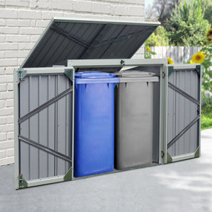 5ft x 3ft Outdoor Garbage Bin Storage Shed with Lockable Doors and Lid, Outside Storage Shed for Trash Can, Black