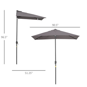 8ft Half Umbrella Outdoor Balcony Parasol Patio Garden Outdoor Window Sun Shade w/ 5 Ribs Beige – view 23
