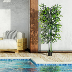 Set of 2 6FT Artificial Bamboo Tree Fake Decorative Plant with Nursery Pot for Indoor Outdoor Décor