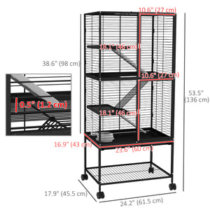 Rolling Small Animal Cage 34"H Chinchilla Cage for Ferrets, Squirrels w/ Removable Tray, Storage Shelf – view 9