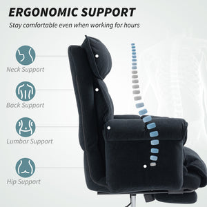 Desk Chair, Computer Office Chair with Footrest, Adjustable Backrest and Headrest, Black – view 4