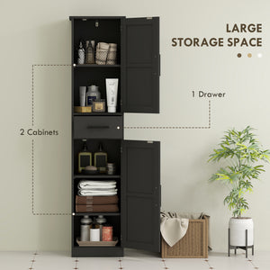 67" Tall Bathroom Cabinet, Narrow Bathroom Storage Cabinet with Drawer, Barn Doors and Adjustable Shelves – view 4