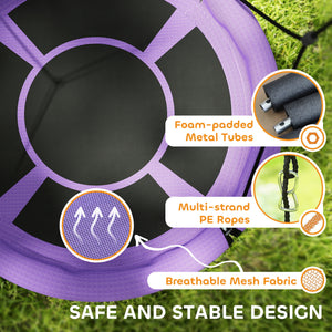 Qaba 100cm Diameter Nest Seat for Kids with Height Adjustable Hanging Ropes for Outdoor, Playground, Garden