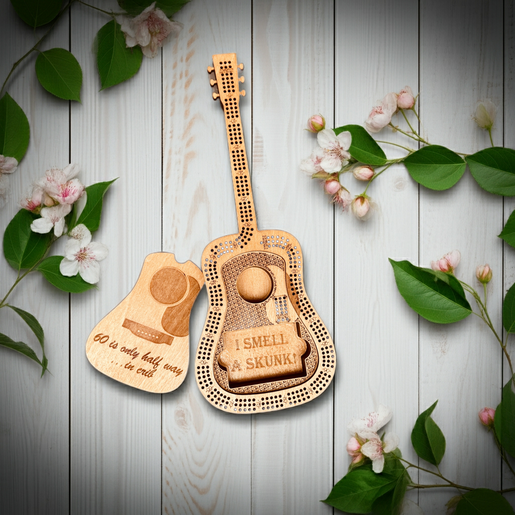 Guitar Shaped Cribbage Board - Creations by Alfie